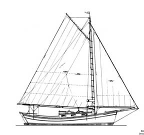 Sunshine, a 33-foot gaff sloop drawing