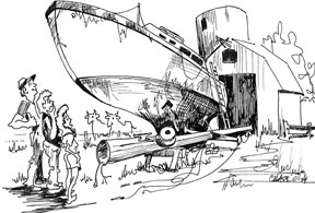 A boat in the barn