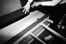Portside leeboard folded flat
