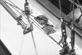 Stanchion pulled away from the deck