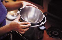 A stainless steel bowl as a heatproof dish