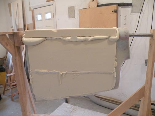...then tacked the last rigid foam section in place. He filled the cavity with foam and held the forward section in place until the foam stopped expanding.
